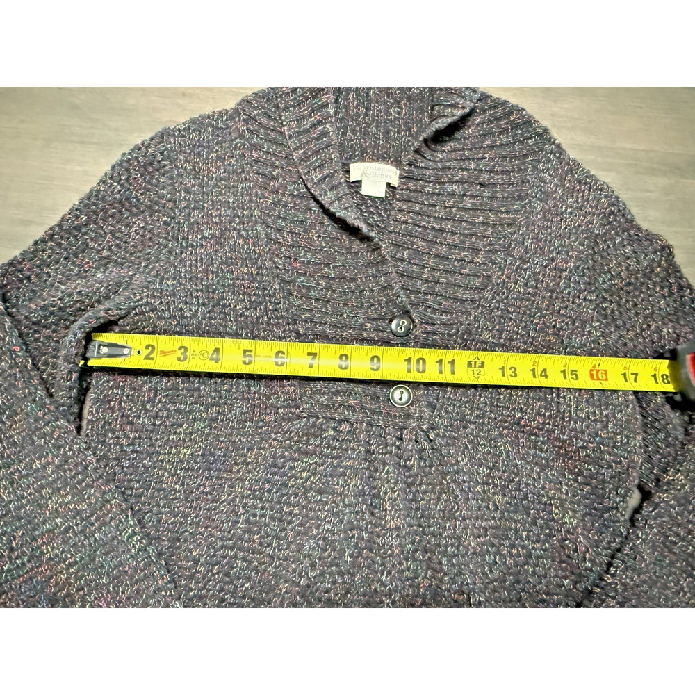 Christopher & Banks Womens Sweater Size S Black/Multicolor Cowl Neck Buttons - Picture 3 of 7